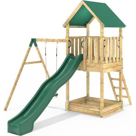 Rebo Modular Wooden Climbing Frame Adventure Playset - Swing Wychwood (1/5)