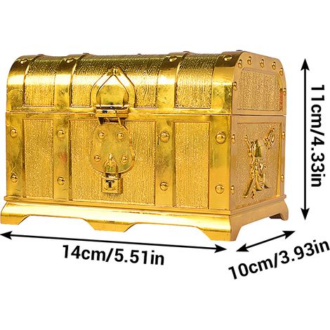 Coffre au trésor de pirate décoratif, boîte de rangement à couvercle carré (1/5)