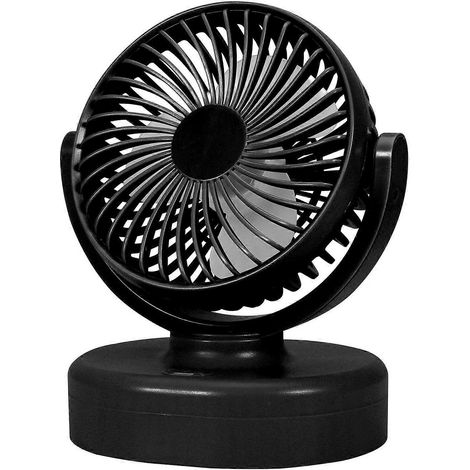 Mini ventilateur de voiture rechargeable par USB, 3 vitesses, pour voitures, camions et bus - 3000 mAh - Noir (1/4)