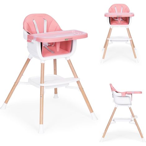 Chaise dalimentation enfant 2 en 1 rose ecotoys