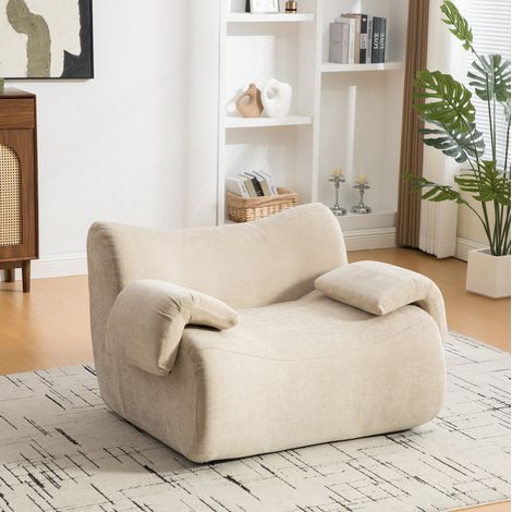 Sofá modular relax en chenilla con base antideslizante, caqui claro (1/5)