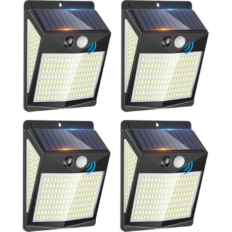 4er-Pack Solar-LED-Flutlichter für den Außenbereich mit Bewegungsmelder, 238 LEDs, 3 Modi, IP65 wasserdicht, für Garten, Hof, Terrasse, Garage und Wand (1/5)