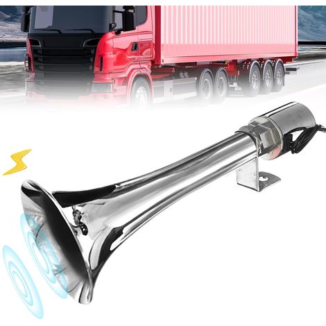 Cornet de brume turc, 12V/24V klaxons à air comprimé, klaxon pour camion, sifflet à pression pour caravane et voiture pour camion, SUV, motos (Argent) (1/5)