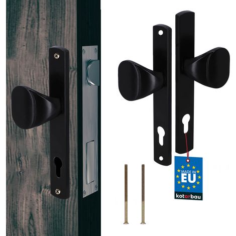 Maniglia per porta del cancello, piastra lunga in alluminio nero, 90 mm