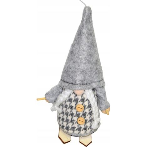 Tessuto con motivo elfo bambina, grigio e bianco, 15 cm (1/5)