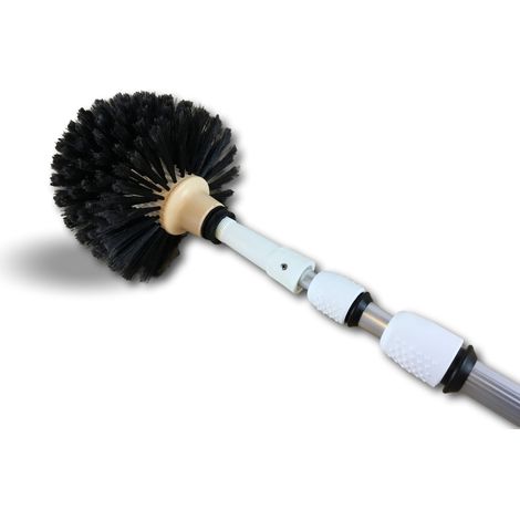 Kibros – Brosse de nettoyage tête de loup télescopique aluminium 3,80 m – Poils vinyl fleuré pour surfaces délicates – Tête Ø 180 mm – 101648KIT