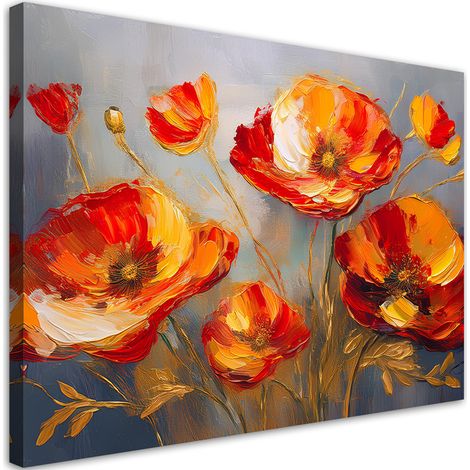 Tableau déco Coquelicots peints abstrait 100x70 (1/5)