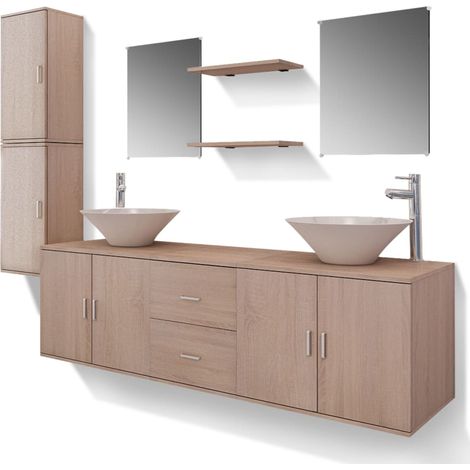 Maison Exclusive - 11-tlg. Badmöbel-Set mit Waschbecken und Wasse