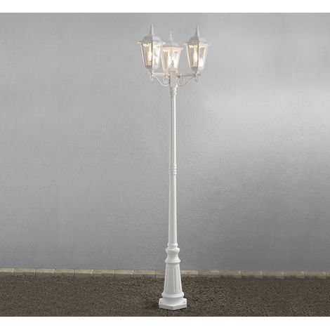 Weiße Gartenlaterne FIRENZE Aluminium, inkl. Pfahl und Fundament (1/5)