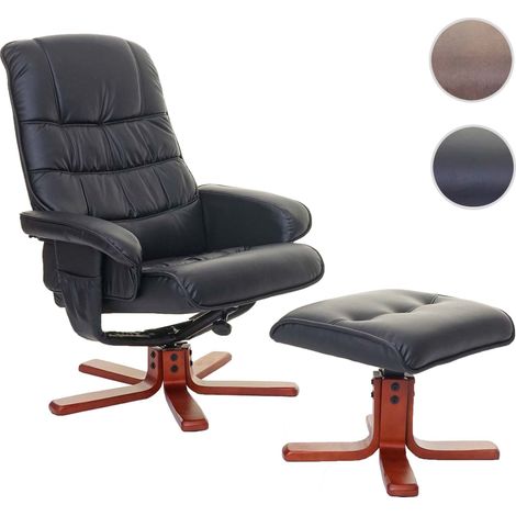 Fauteuil relax HWC-E30, fauteuil de télévision, siège TV avec tabouret - imitation de daim, marron (1/5)