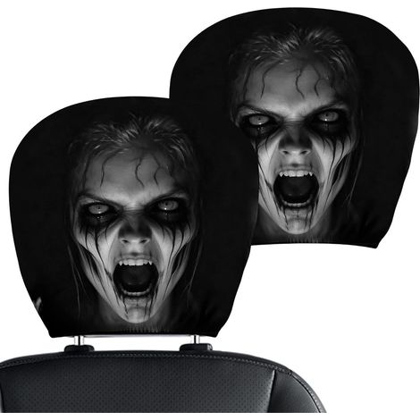 L'appui-tête de visage de fantôme d'Halloween couvre des couvertures Décoration de voiture effrayante pour Halloween, pour les voyages, les farces quotidiennes