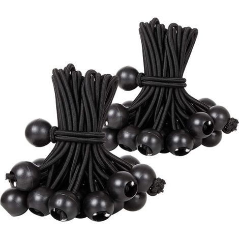 Tendeur Boule, Tendeur Elastique Noir, Tendeur Élastique pour Pavillon,Bâche,Camping,Tente,Rideaux Harnais d’Extension(30 Pièces Noir 300mm) (1/4)