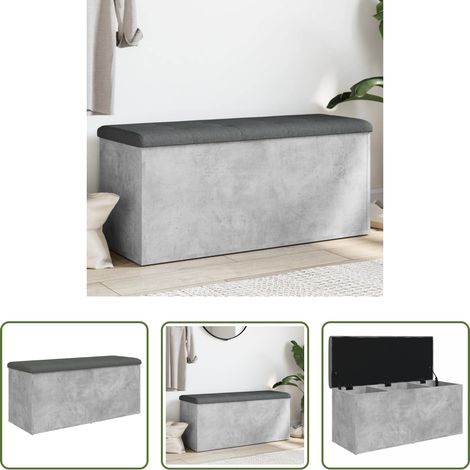 vidaXL Flurbank - Sitzbank mit Stauraum Betongrau 102x42x45 cm Holzwerkstoff (1/5)