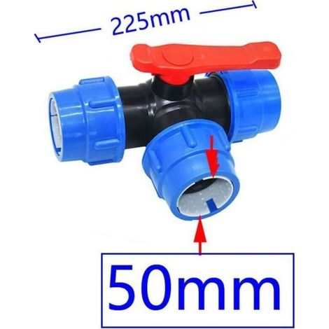 Vanne À Boisseau Sphérique 3 Voies En PE DN50 Pour Tuyauterie (1/3)