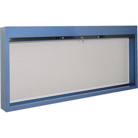 Armoire murale 1500 mm avec panneau perforé et rideau métallique verrouillable - Rangement sécurisé pour outils Heco HE110154BL