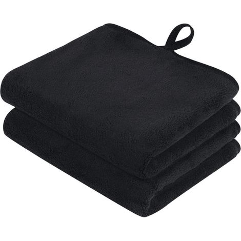 Gästehandtücher Mikrofaser 30x50cm Schwarz 2er Pack, super weich & saugfähig