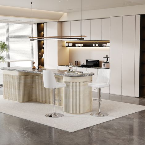 Taburetes bar 2 unidades regulables giratorios OKMYHOME (1/5)