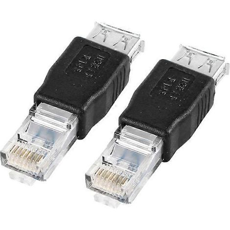 Adaptateur de connecteur USB vers RJ45 femelle vers Ethernet RJ45 (2 pièces) (1/5)