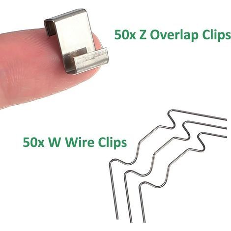 Packung mit 50 Clips für Gewächshausglas: 25 W-Clips und 25 Z-Clips für überlappende Verbindungen (1/4)
