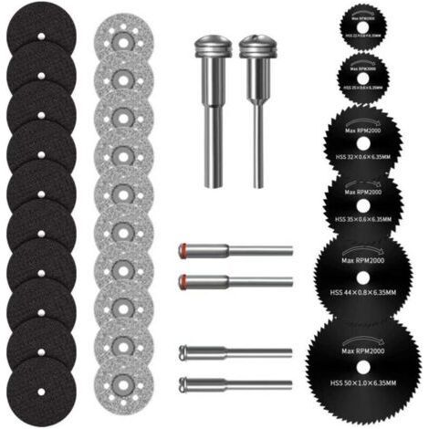 Mini Disque Diamant à Tronçonner, Mini Lame de Scie Circulaire HSS, Mini Disque de Coupe en Résine, avec 3mm Mandrin pour Bois, Métal, Plastique, Pierre, Verre - 32 Pcs (1/5)