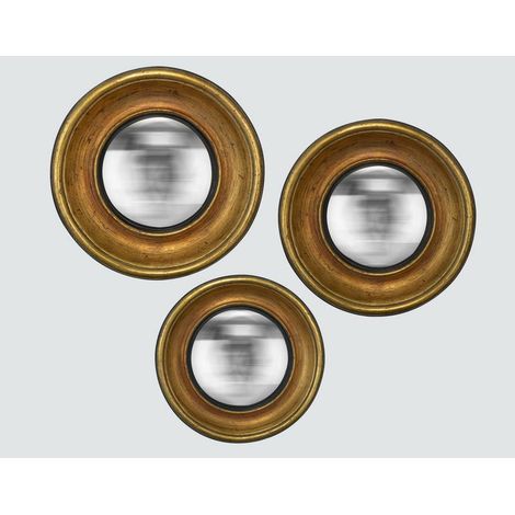 Lot de 3 miroirs ronds convexes dorés 16,19,23cm (1/2)