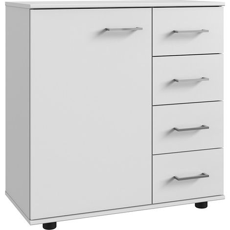Commode combinée, meuble de rangement coloris Blanc - Longueur 81 x Hauteur 83 x Profondeur 41cm (1/2)
