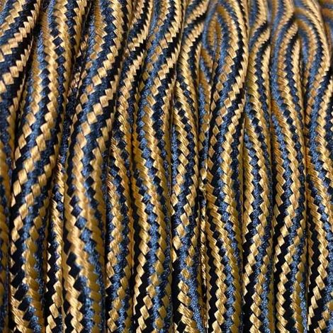 Fil Électrique Tissu Hypno Noir et Or Foncé 2x0,75mm² - Câble Électrique Textile de Qualité