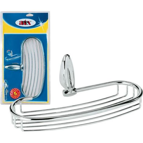 Mensola Ovale da Bagno Doccia a Parete Muro Acciaio Zama Cromata 32x13x12 Artex (1/2)