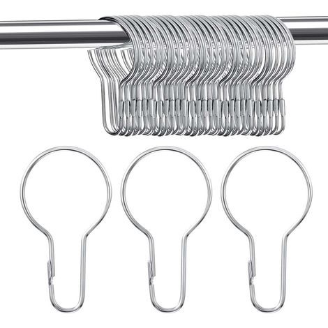 30 - Gardinenringe - Aufhängehaken - Einfaches Öffnen ohne Demontage - Rostfreies Metall - Für den Innen- und Außenbereich geeignet - Silber - 6,9 x 3,5 cm (1/5)