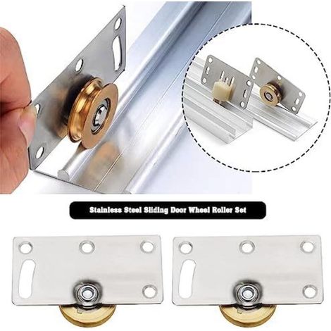 CSPARCV 4 juegos de rodillos de acero inoxidable para puertas correderas, herrajes para puertas de riel deslizante, herrajes para muebles, armarios y ventanas (1/3)