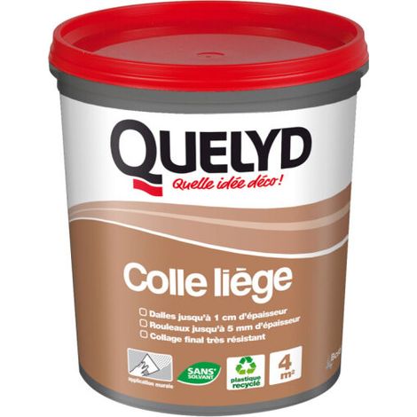 Quelyd Colle Liège Murale Pâte - Dalles et Rouleaux - Intérieur - Pièces Non-Humides - Application Murale Directe - 1 Pot 1 kg