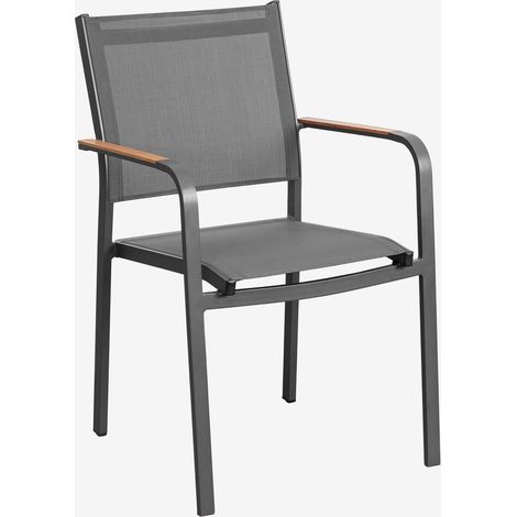 SKLUM 4er-Pack stapelbare Gartenstühle aus Aluminium von Archer Grau Graphit