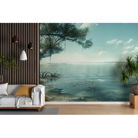 Papier peint campagne - rivage aux arbres côtiers - 150 x 250 cm (1/2)