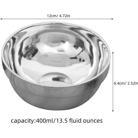 Lot de 4 bols isothermes double paroi en acier inoxydable de 12 cm, résistants à la chaleur, pour soupes d'enfants, vaisselle familiale et bols à riz. (1/5)