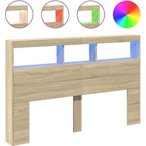 Maison Exclusive - Cabecero de cama con LED roble Sonoma 160x17x1