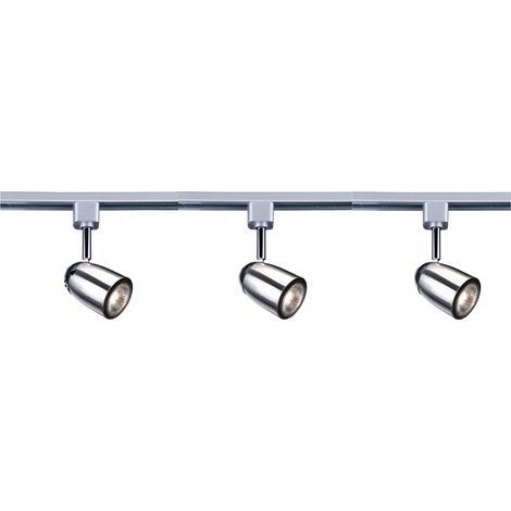 KIT RAIL Track & Spot Pack 1M rail argent et 3 spots argent, systeme 2 allumages GU10 3x50w max (1/2)