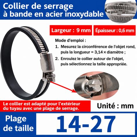 Collier de serrage type allemand 14-27 mm en inox 304 pour tuyau de robinet - Lot de 5 14-27 mm 5 1 kg – Livraison gratuite