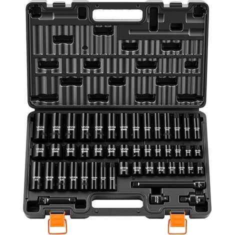 Coffret de Douilles à Choc 3/8" 48 Pièces 6 Pans Métrique SAE 8-22mm Acier Cr-V (1/5)