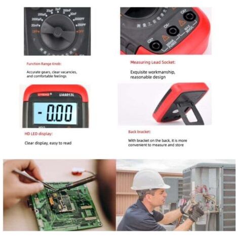 Capacimètre professionnel, testeur de capacité numérique, plage de mesure 0,1 pF - 20000uF, avec rétroéclairage LCD et boîtier de protection, puissance maximale 1999. (1/4)