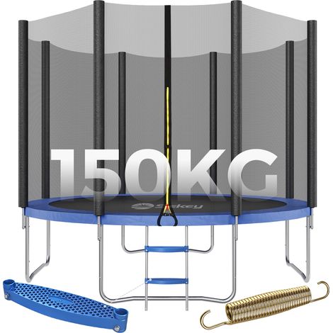 Sekey Trampolin Ø 366 cm Komplettset inkl. Sicherheitsnetz Leiter Randabdeckung Kindertrampolin Gartentrampolin, Blau (1/5)