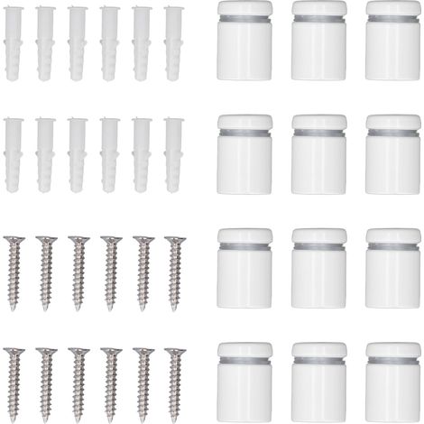 Packung mit 12 Edelstahl-Abstandsschrauben für Glasscheiben, 19 x 25 mm, Wandbefestigungen für Schilder und Beschilderungen (1/5)
