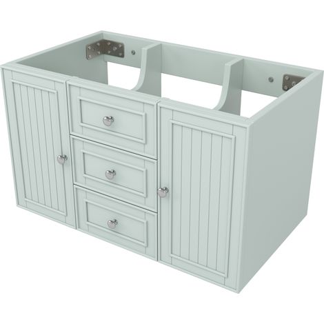 Hängender Waschbeckenunterschrank in Grün mit 3 Schubladen 78,5 x 46 x 46,8 cm aus MDF und Metall (1/5)
