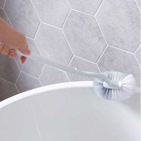 blanc 11934 Cm Brosse De Toilette Portative Poigne Longue En Plastique Brosses De Nettoyage Dcontamination Forte Accessoires De Salle De Bain (1/5)