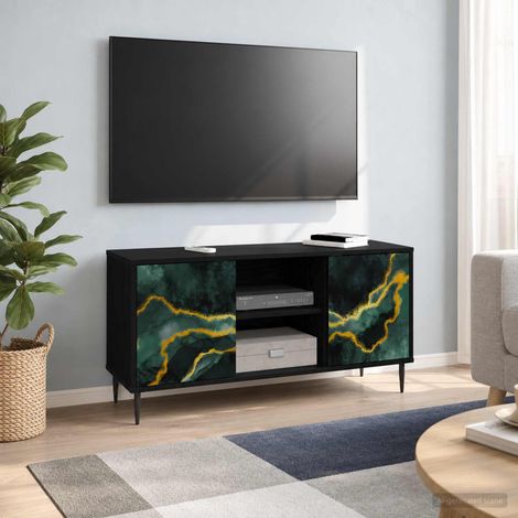 vidaXL Mobile TV WIJHE 102 x 33 x 51 cm Rovere Nero (1/5)