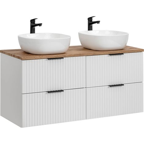 Doppelwaschtisch 120.8cm Adriel mit 4 Schubladen, Weiß (1/5)