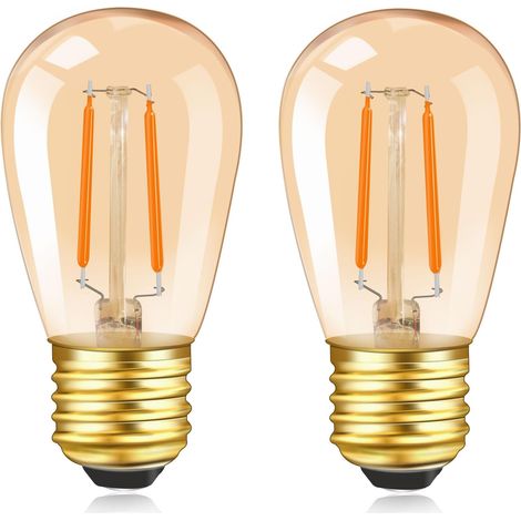 Ampoule LED Vintage S14 E27 1W Blanc Chaud 2200K, Équivalent 10W, AC 220V, 100LM, Verre Ambre, Ampoule LED E27 Filament pour Décoration, Lustres, Non Dimmable, Lot de 2 (1/5)