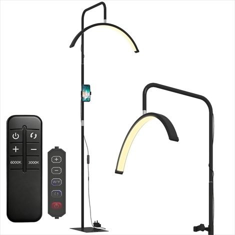 Lampe de table Lampadaire sur pied LED 36 W noir avec variateur (1/5)
