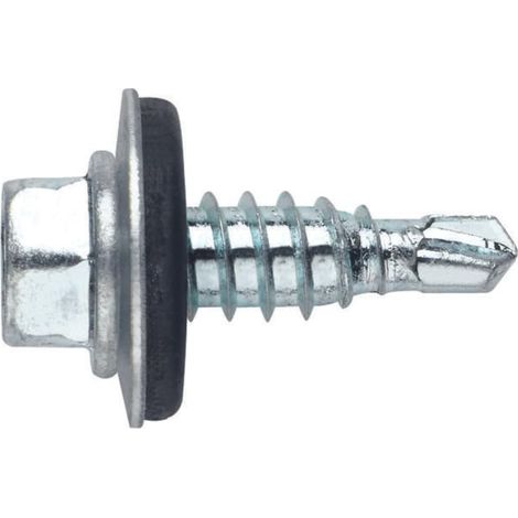 Vis Pointe Foret réduit tête hexagonale 8 mm avec rondelle P-16 EPDM zincado 6,3 x 25 (1/4)