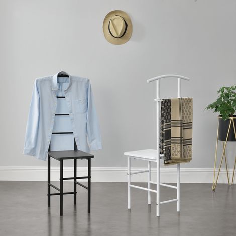 Valet de Chambre Anaheim Métal MDF Noir Gris Foncé [en.casa]