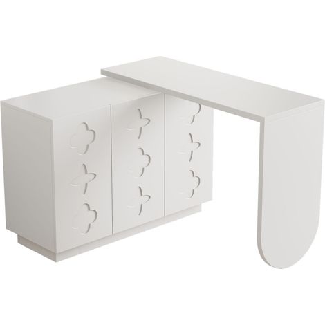 Scrivania angolare a L girevole 360° con armadio a 3 ante in MDF bianco 110 cm HOMVRA (1/5)